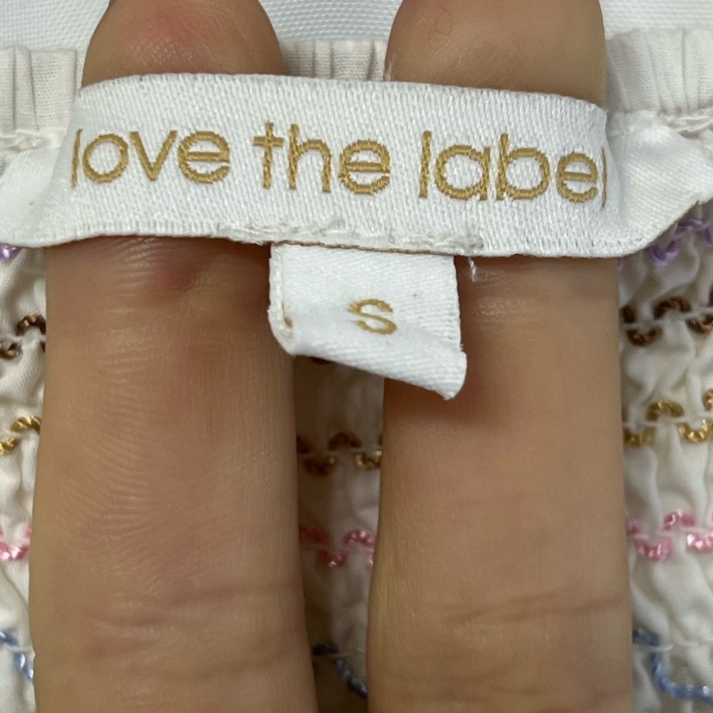 Love the Label Embroidered Tiered Mini Skirt Boho Cotton Scallop Hem Size Small - Picture 7 of 10
